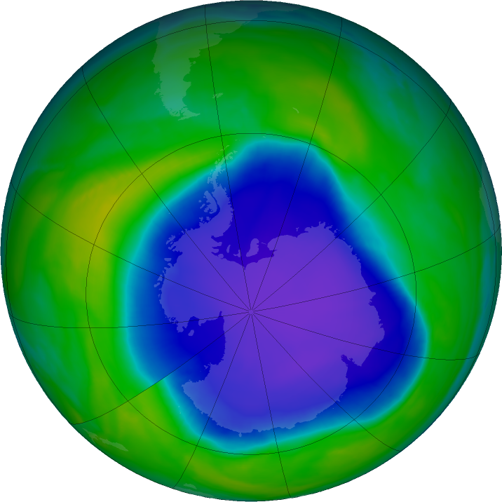 Antarctic ozone map for 18 November 2020